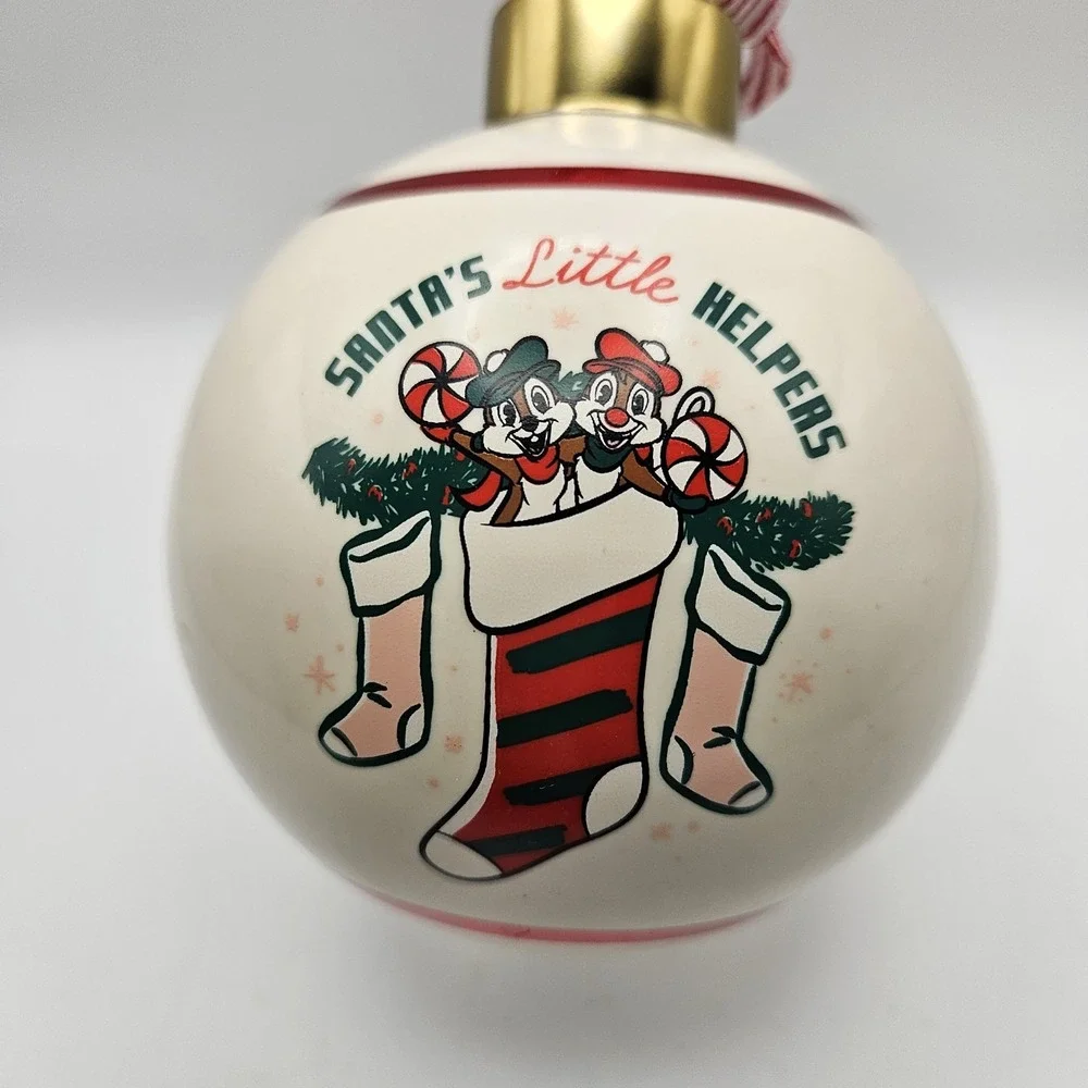 Disney Mickey & Minnie Mouse Santa's Little Helpers Ceramic Holiday Ornament